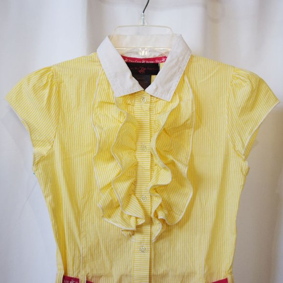 Girls Dress Glitter Button Front Ruffle Detail - Picture 3 of 7